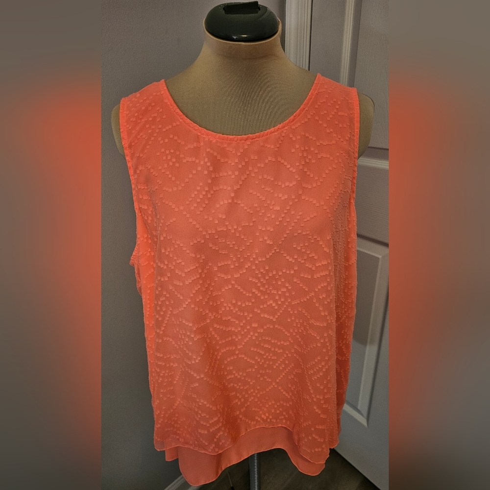 Apt. 9 NWT Coral Textured Sleeveless Blouse Sz XL